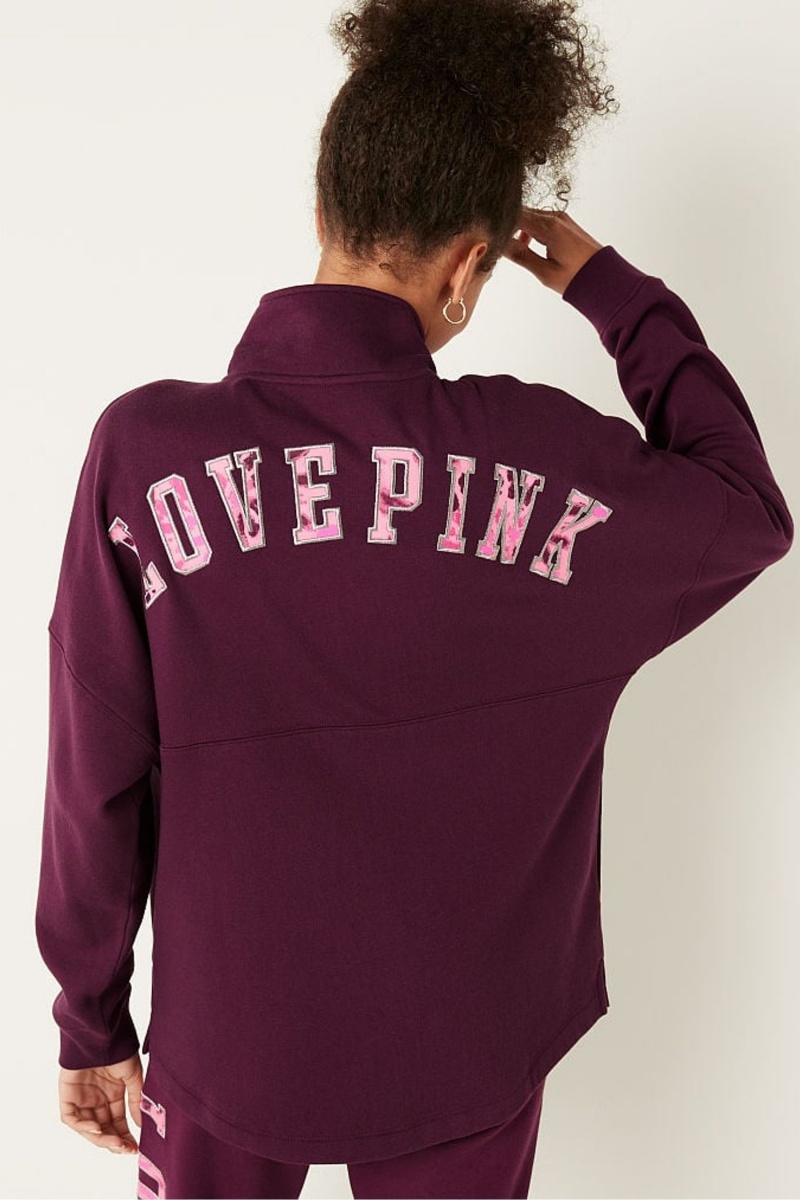 Victoria's Secret Fleece Oversized ZipUp Sweatshirt Bordove | ULIRV-4623