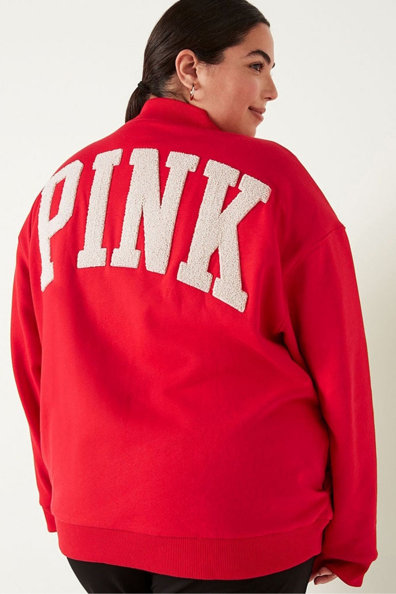 Victoria's Secret Fleece Varsity Jacket Červené | IBNXY-3671