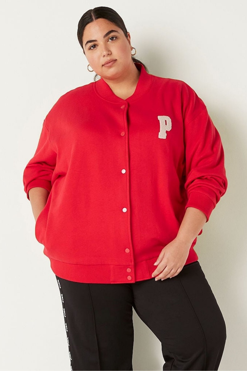 Victoria's Secret Fleece Varsity Jacket Červené | IBNXY-3671