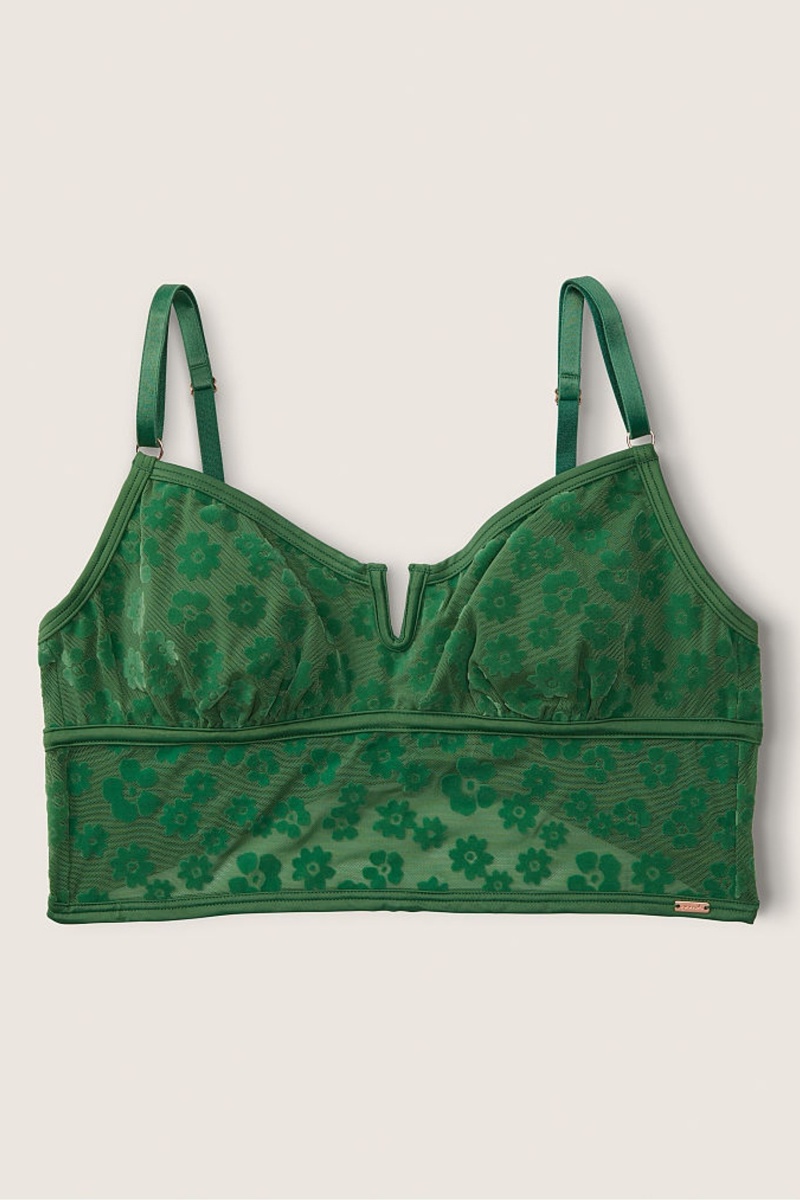 Victoria\'s Secret Flocked Mesh Bralette Zelene | HOQSF-6201