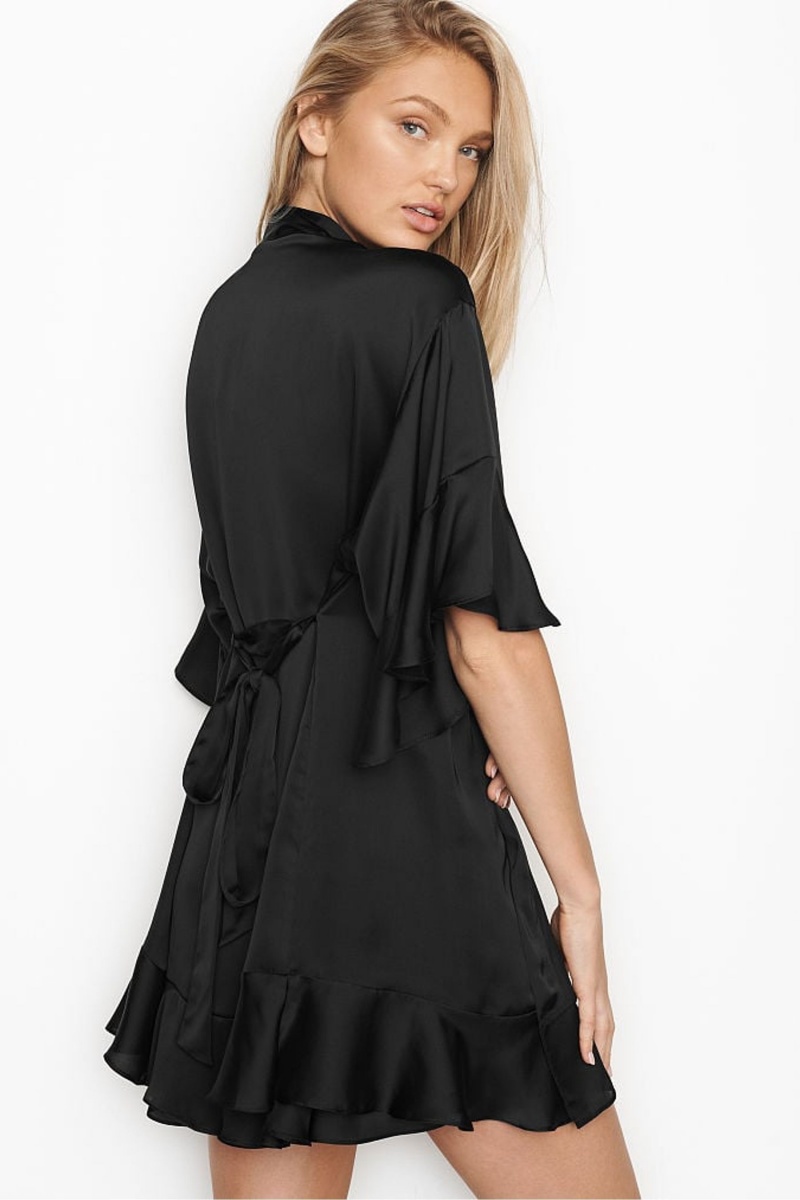 Victoria's Secret Flounce Satin Robe Ruzove Pruhované | IEUZF-5018