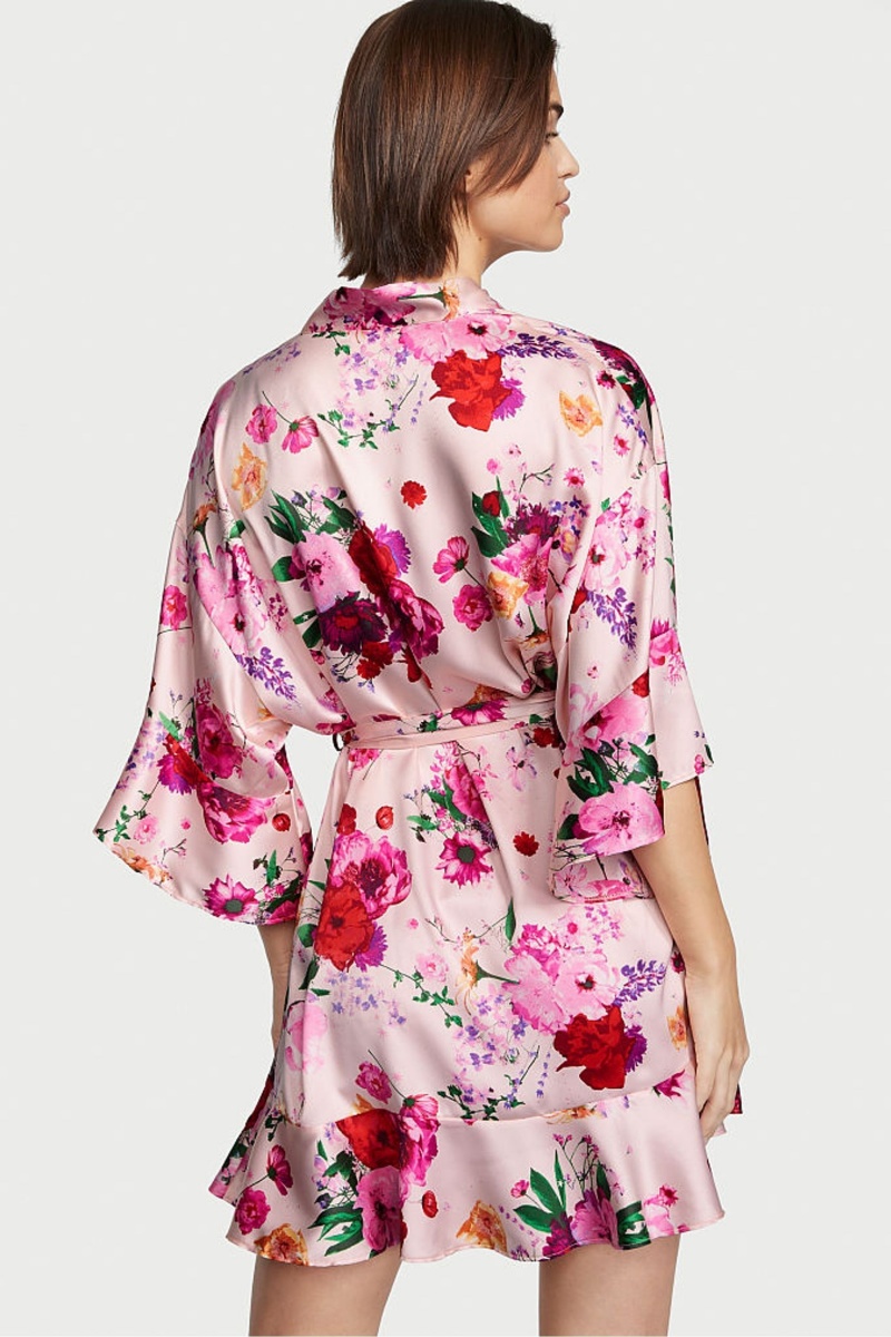 Victoria's Secret Flounce Satin Robe Ruzove Pruhované | FMNTC-4572