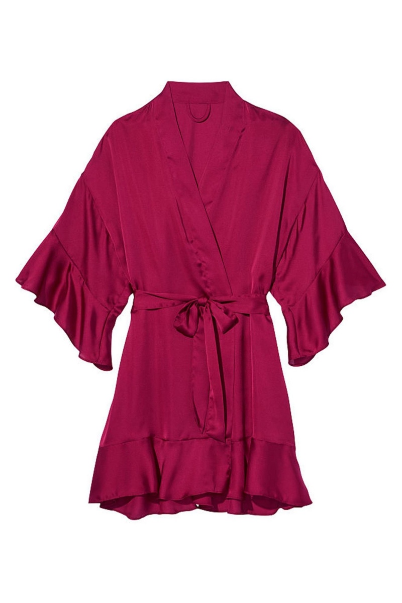 Victoria's Secret Flounce Satin Robe Červené | KZVFB-0654