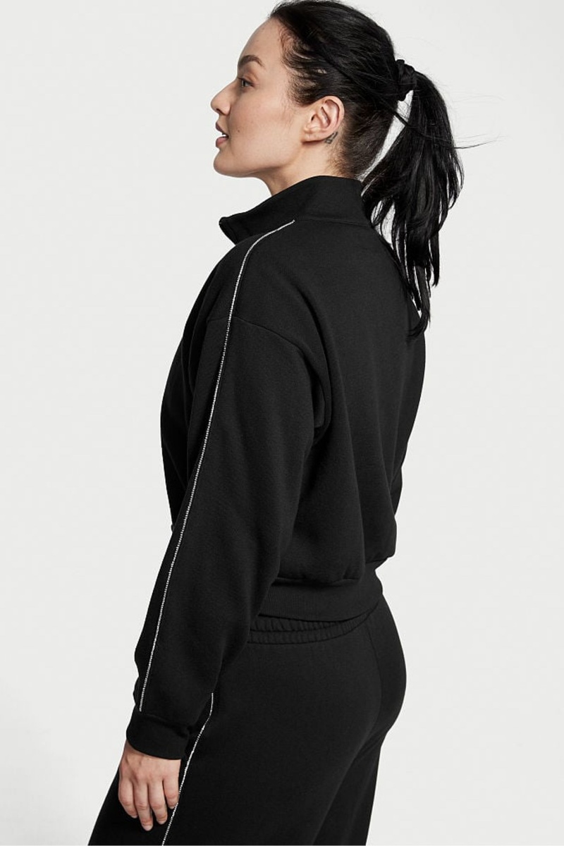 Victoria's Secret Half Zip High Neck Lounge Sweatshirt Čierne | QDLCJ-2894