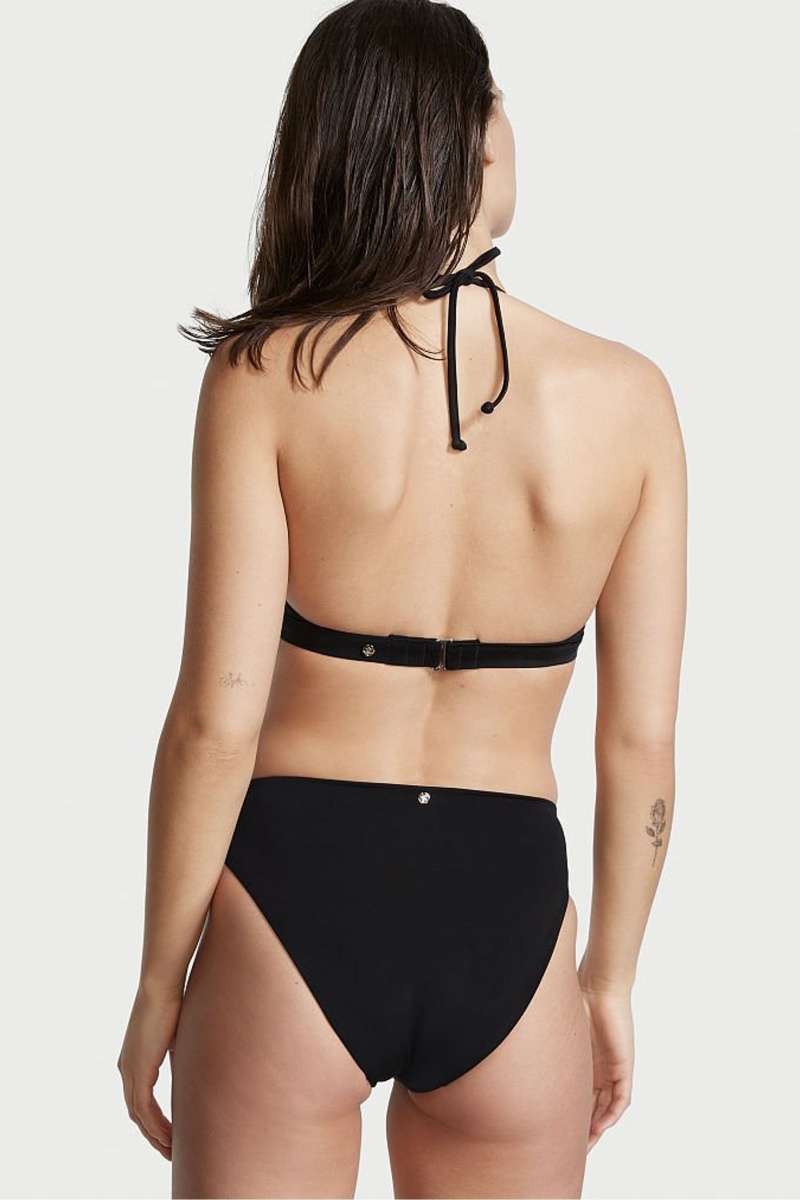 Victoria's Secret Halterneck Triangle Bikiny Top Čierne | BWCEH-5796