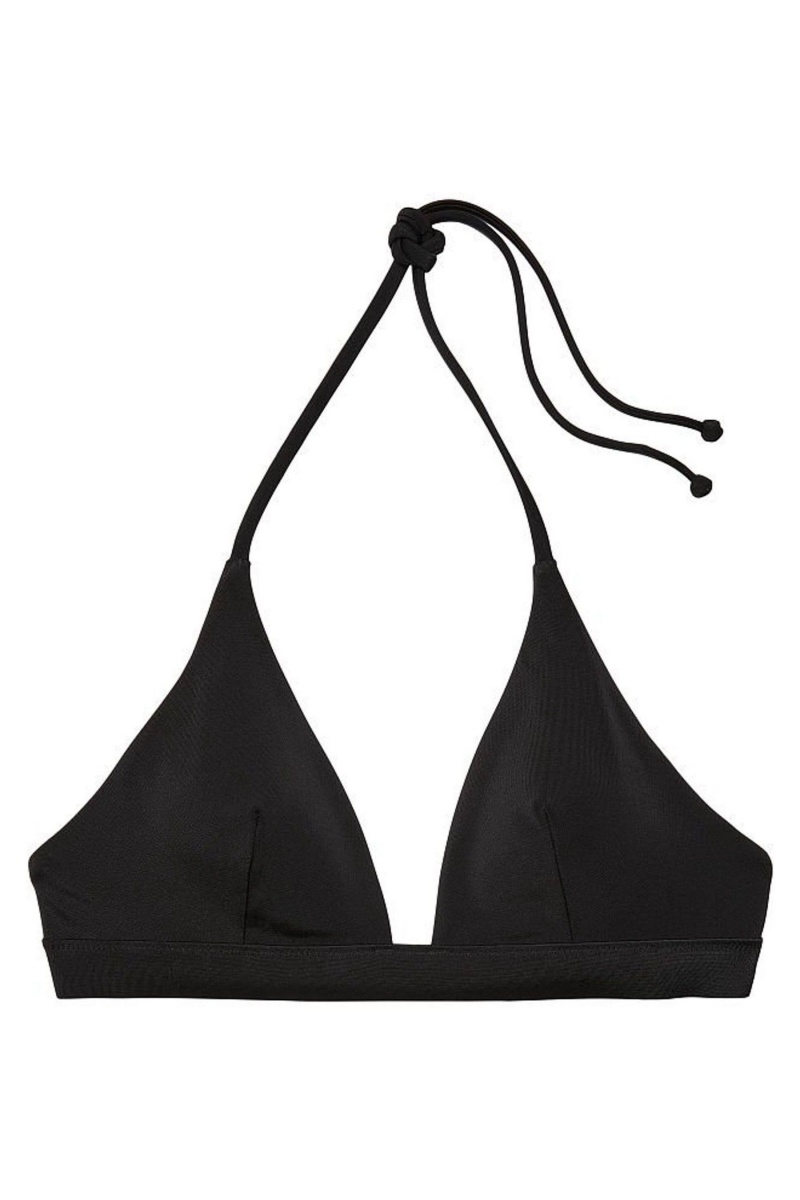 Victoria's Secret Halterneck Triangle Bikiny Top Čierne | BWCEH-5796