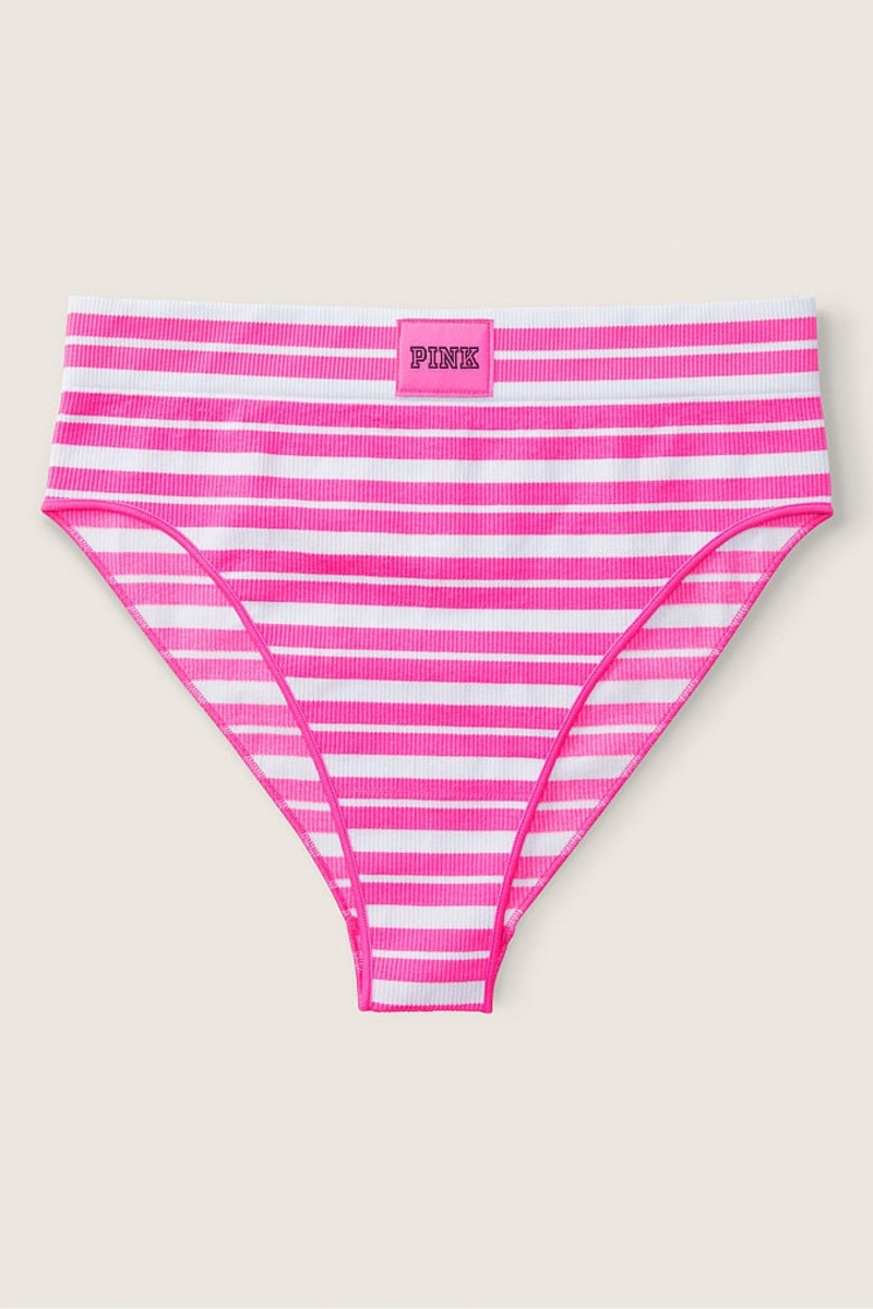 Victoria's Secret High Pásom Rib Seamless Bikiny Bottoms Ruzove | LOPVS-4073