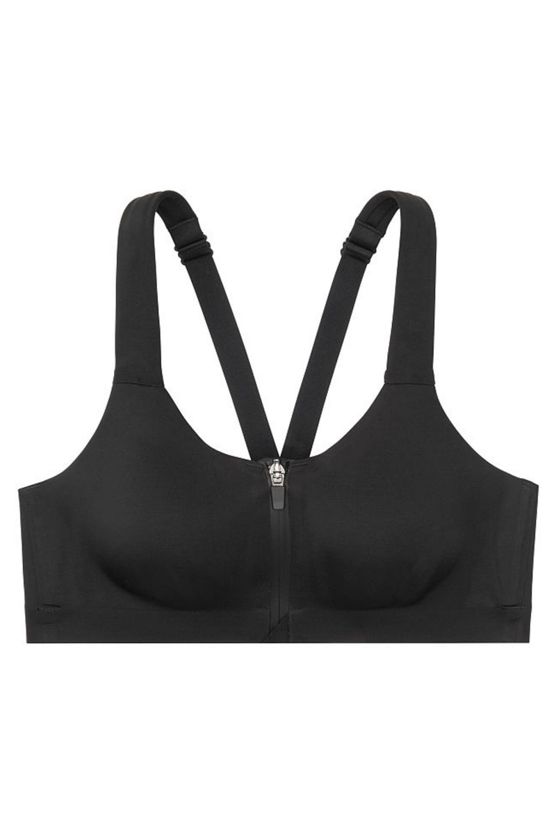 Victoria's Secret Knockout High Impact Racerback Zip Up Sports Bra Čierne | BJDAE-1703