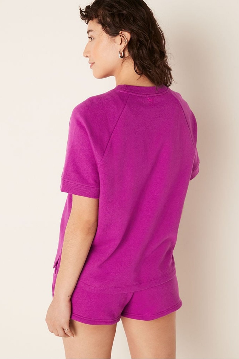 Victoria's Secret Kratke Sleeve Oversized Crew Neck T-Shirt Modre | VCZAY-4376