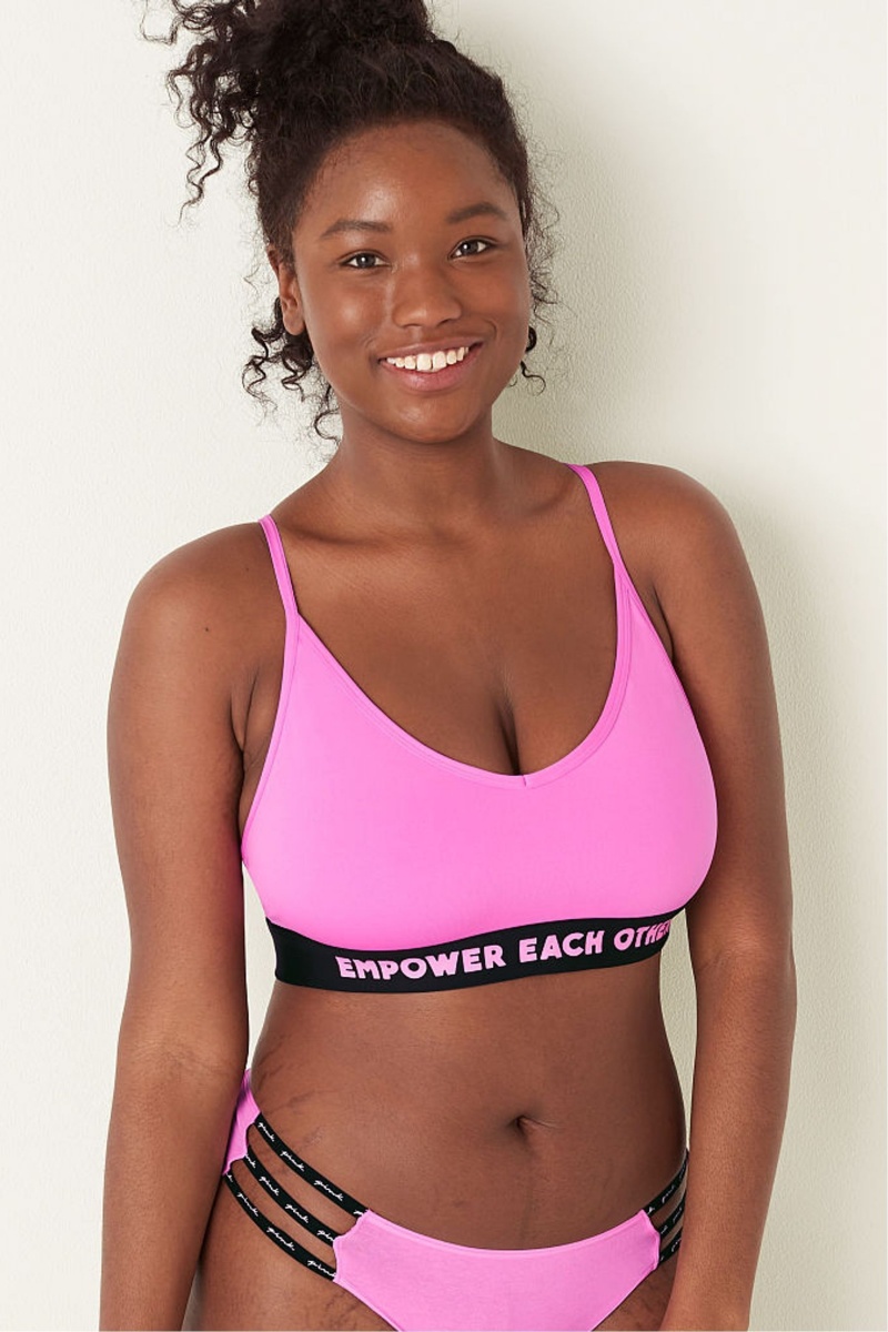 Victoria\'s Secret Lightly Podsite Low Impact Sports Bra Neon Bubble Empower Each Other | BYDIK-2485