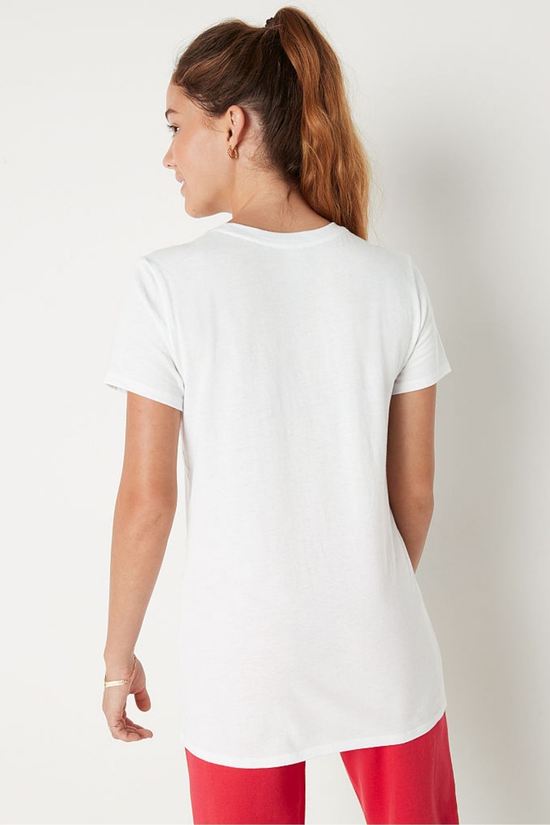 Victoria's Secret Logo Kratke Sleeve T-Shirt Ruzove | JQRPU-5901