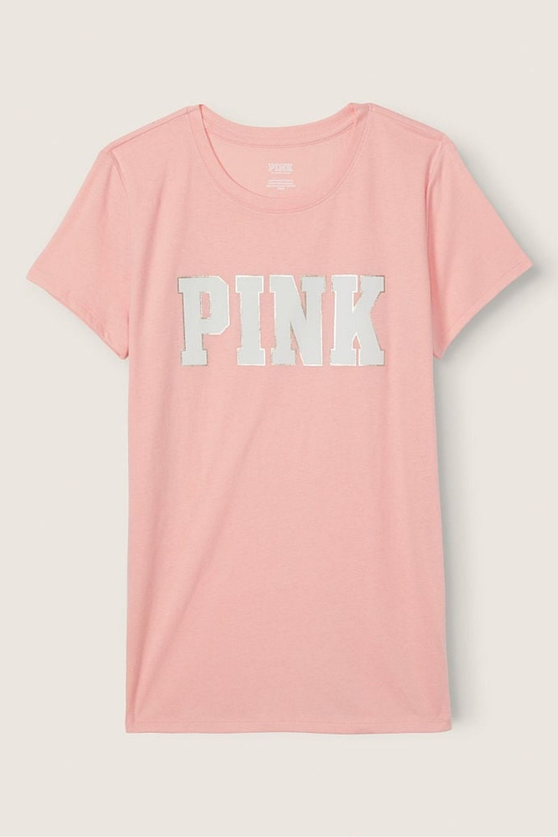 Victoria's Secret Logo Kratke Sleeve T-Shirt Ruzove | SBZIR-9124