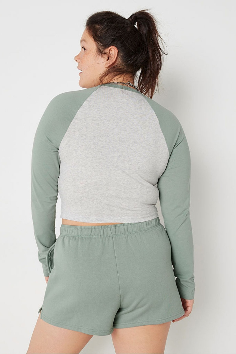 Victoria's Secret Long Sleeve Crop T-Shirt Zelene | DKGRN-4905