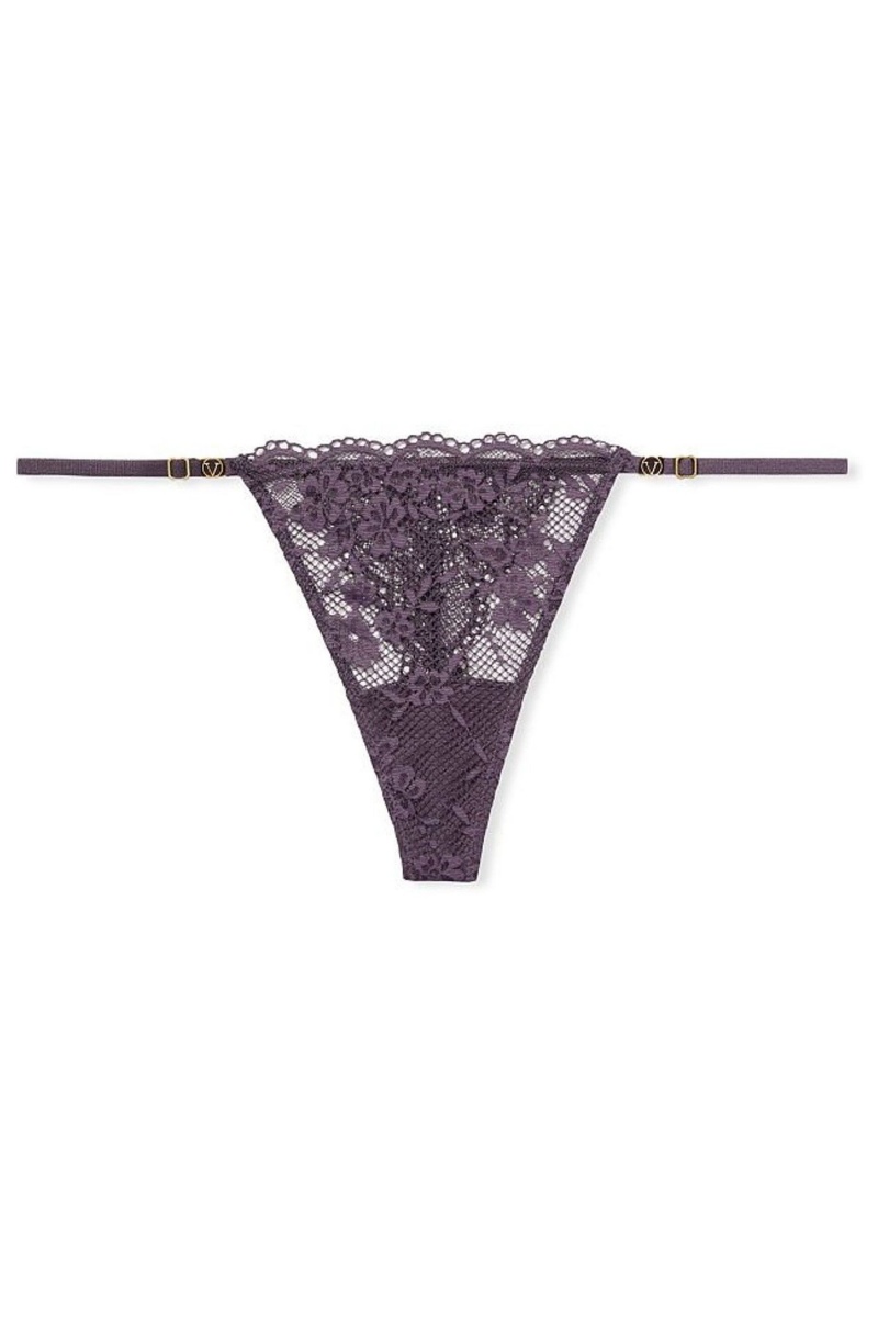 Victoria's Secret Love Cloud Cipkovane Tanga Knickers Čierne | DOLYX-3721