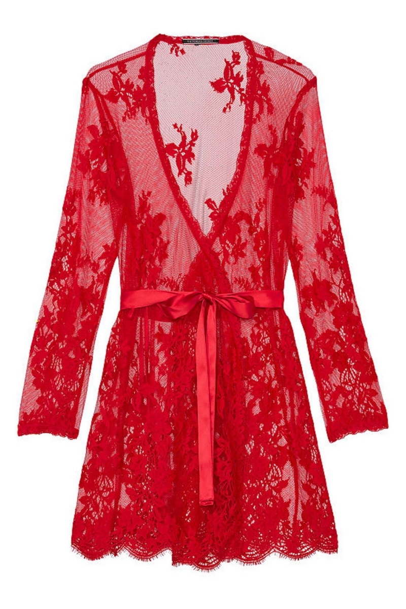 Victoria's Secret Luxe Lingerie Cipkovane Kratke Dressing Gown Červené | SRCNO-9168