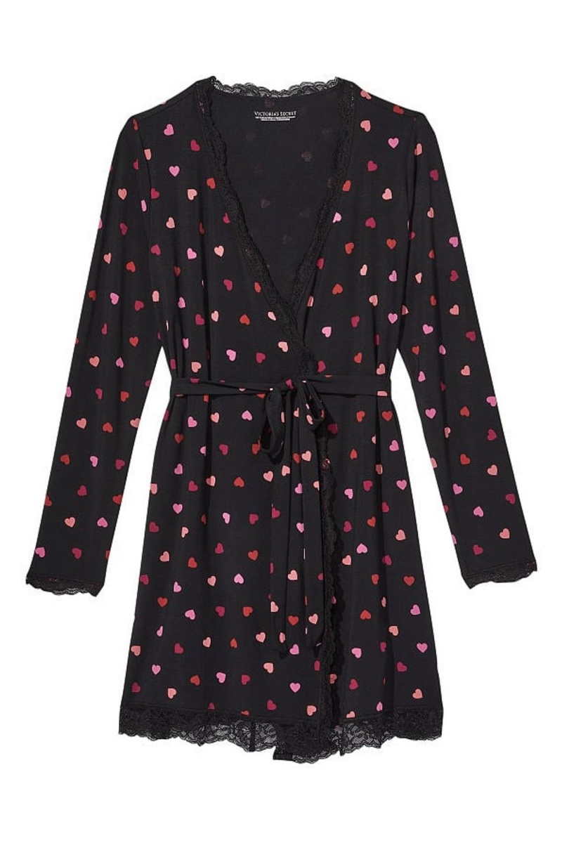 Victoria\'s Secret Modal Kratke Long Sleeve Robe Čierne | ZKYJC-5074