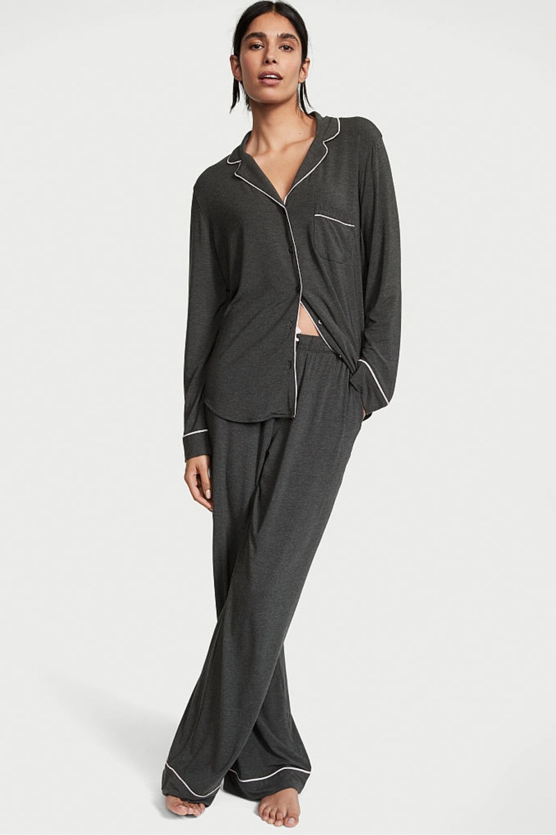 Victoria\'s Secret Modal Long Pyjamas Siva | JSFQP-5396