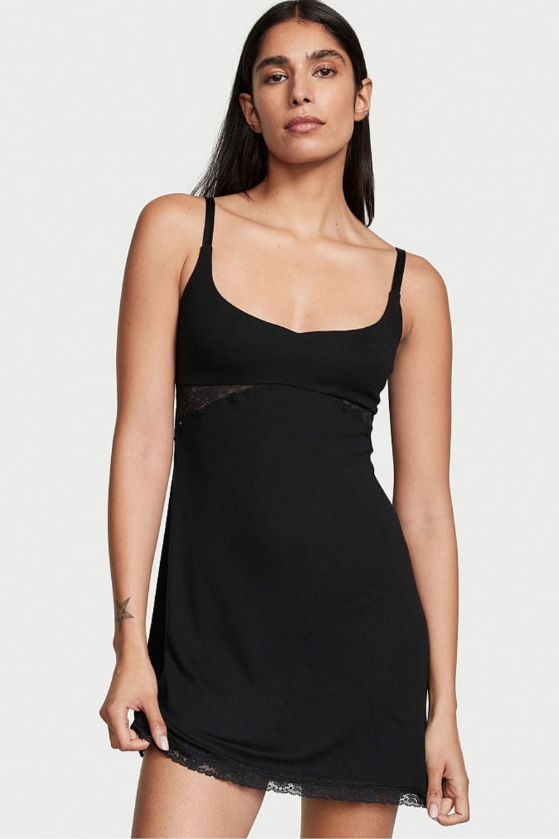 Victoria\'s Secret Modal Slip Saty Čierne | RFXHU-2063