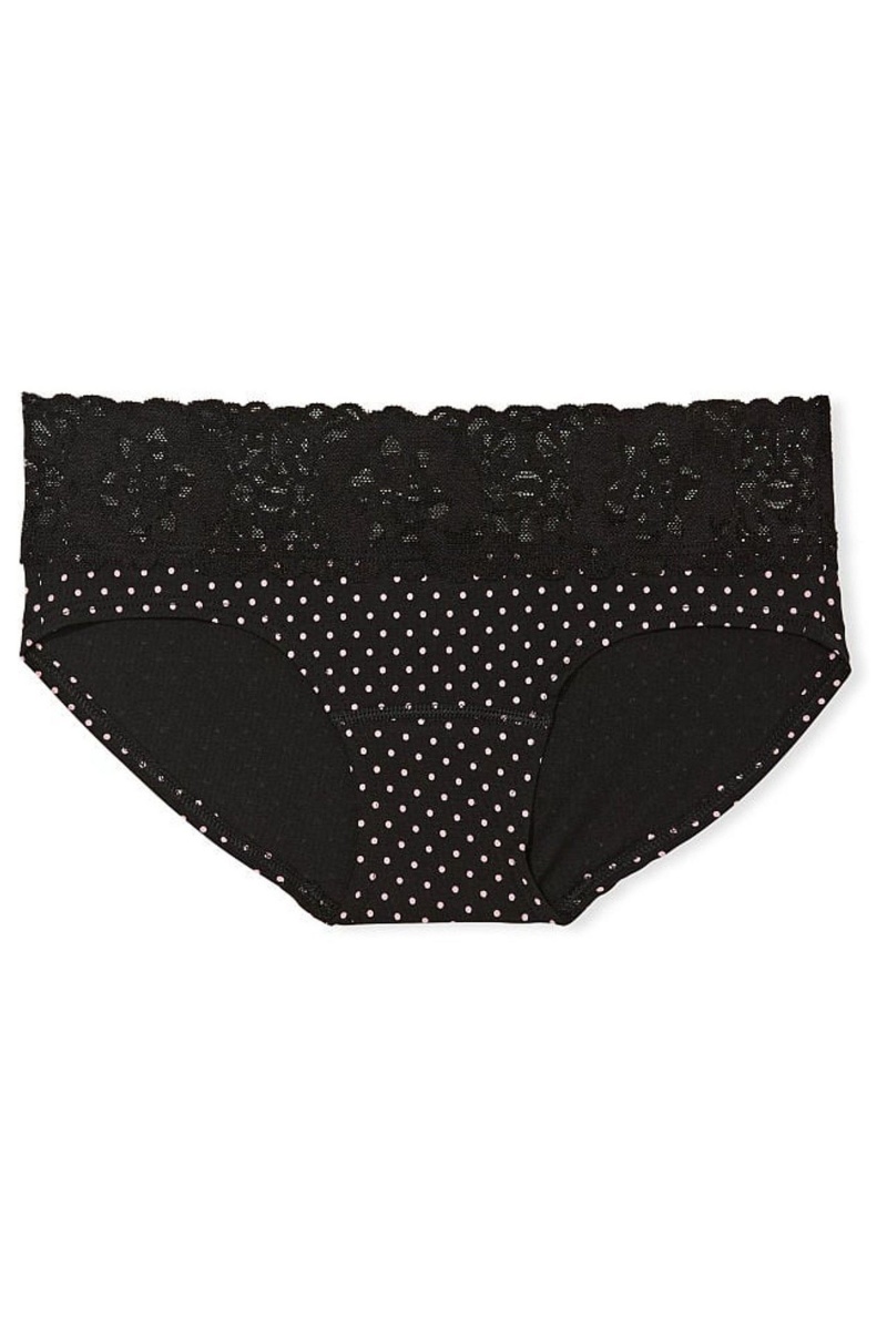 Victoria's Secret No-Show Cipkovane Pásom Hipster Knickers Čierne | LJTKM-5867