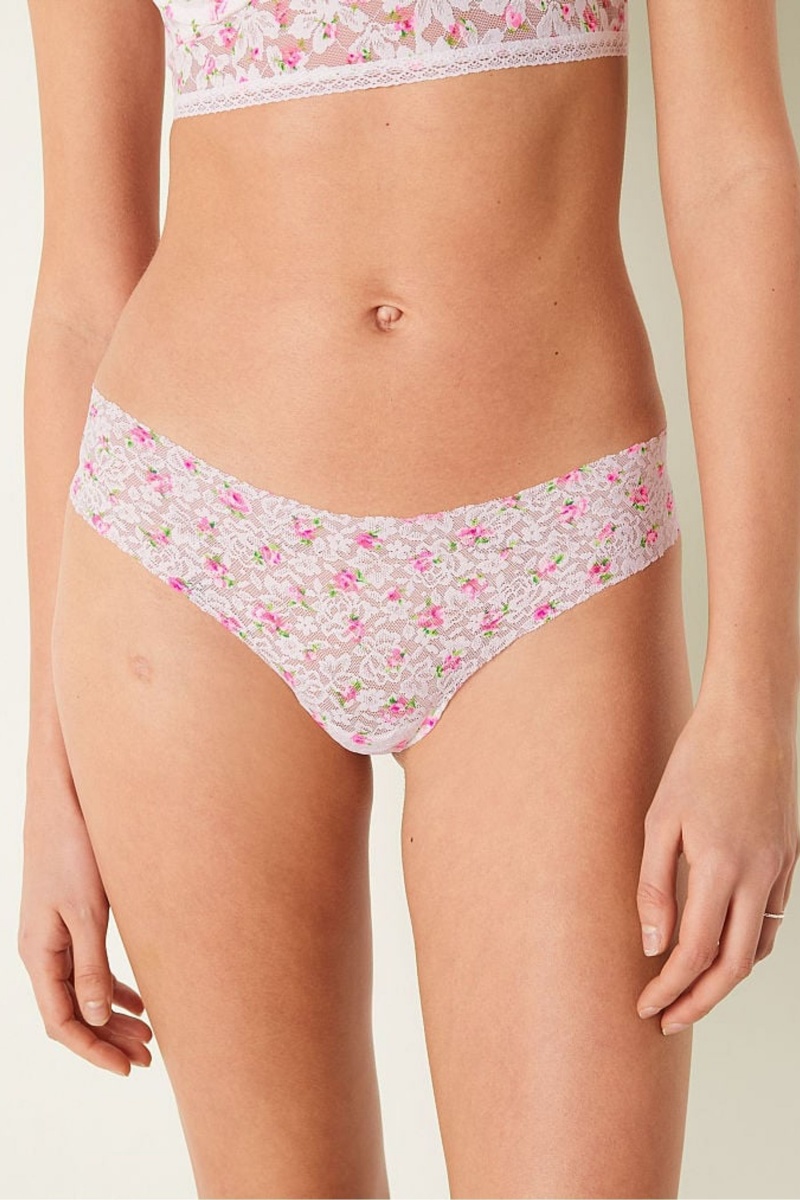 Victoria\'s Secret No-Show No Show Tanga Cipkovane Knickers Biele | UJVCF-5326