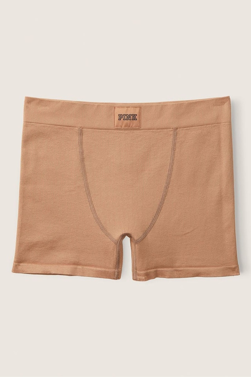 Victoria's Secret Period Pants High Pásom Rib Seamless Boxer Brief Iced Mocha Nude | SOUHN-6485