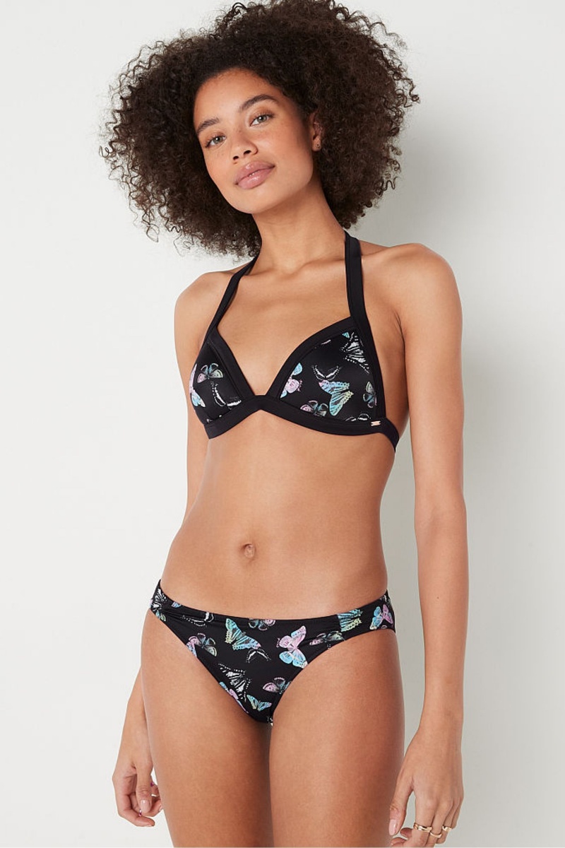 Victoria\'s Secret Push Up Triangle Halterneck Bikiny Top Tmavo Siva | KXVID-9563