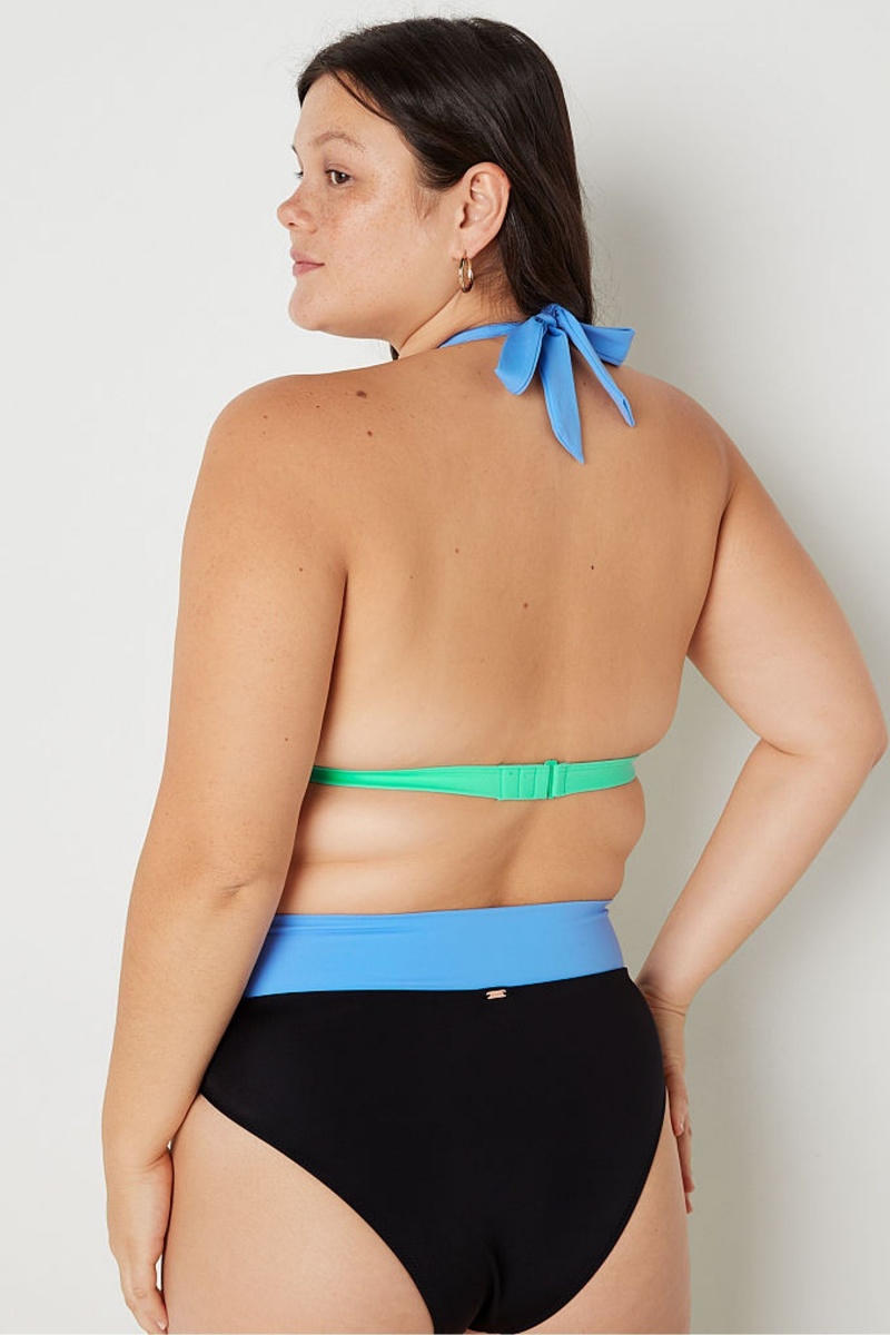 Victoria's Secret Push Up Triangle Halterneck Bikiny Top Modre | JSROW-6579