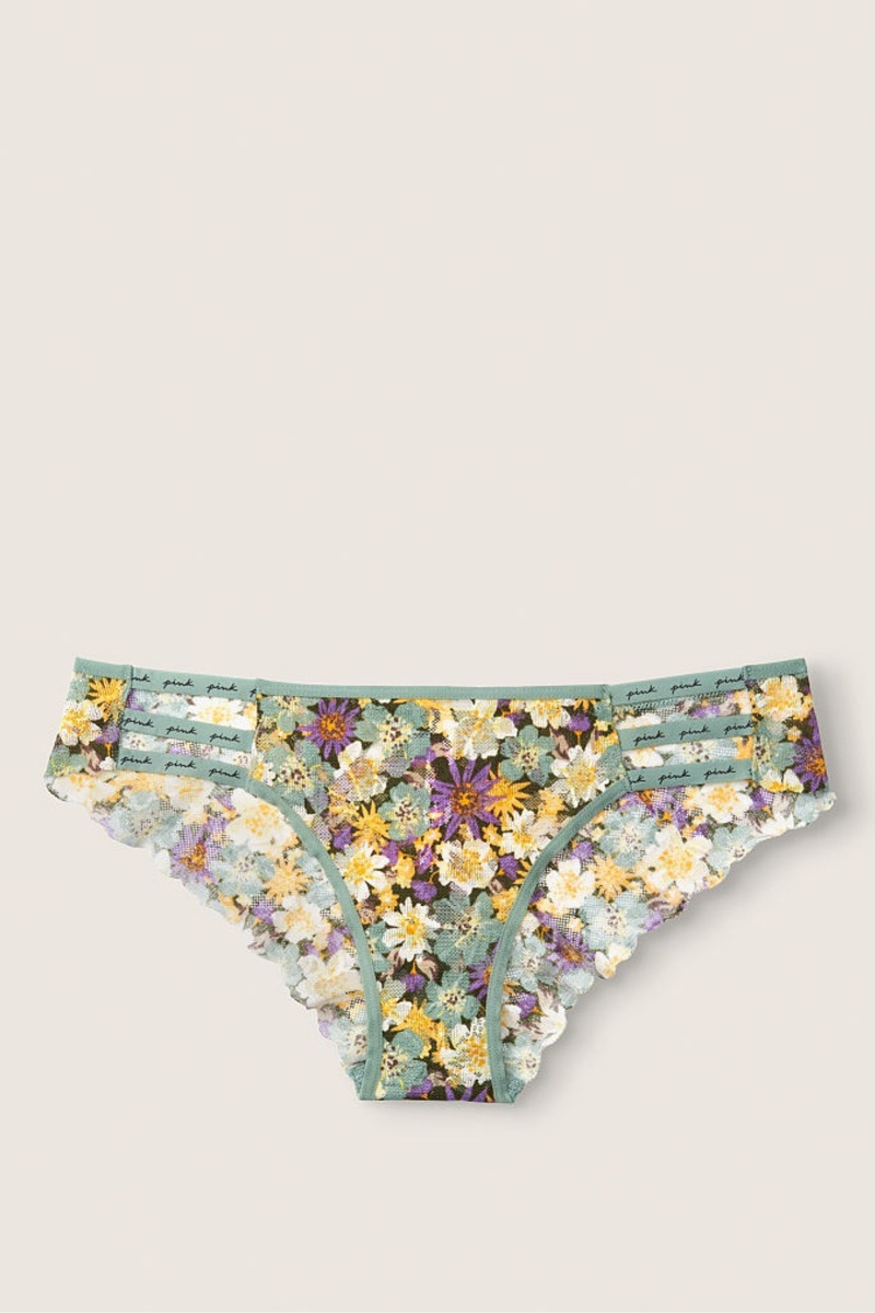 Victoria\'s Secret Remienkové Cipkovane Logo Cheeky Knickers Čierne | ZQFGH-8174