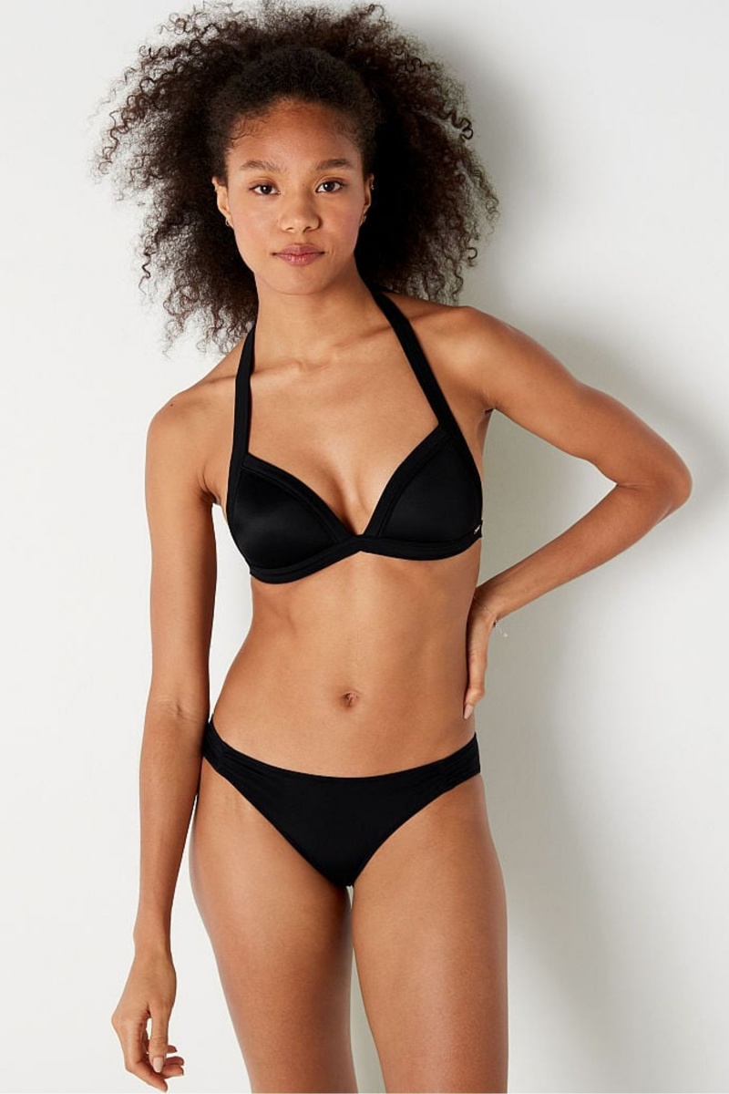 Victoria\'s Secret Ruched Front Bikiny Bottoms Čierne | EHSNZ-1032