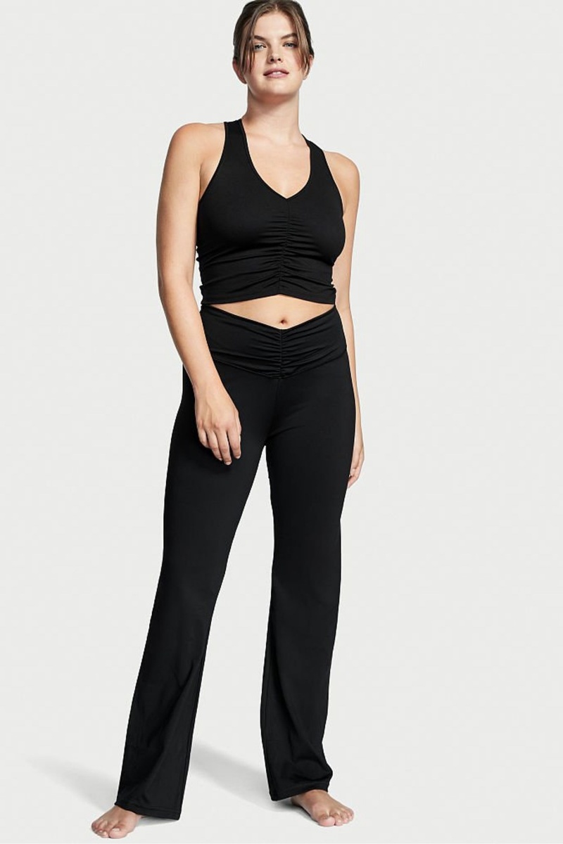 Victoria's Secret Ruched Siroke Topanky Leg Flare Legging Čierne | XTUHR-8739