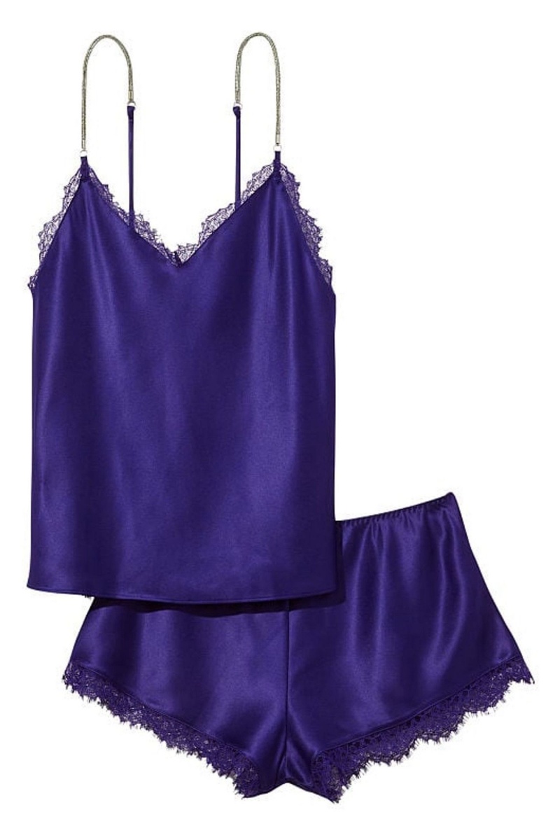 Victoria's Secret Satin Cipkovane Back Cami Set Night Ocean | ACWXR-4792