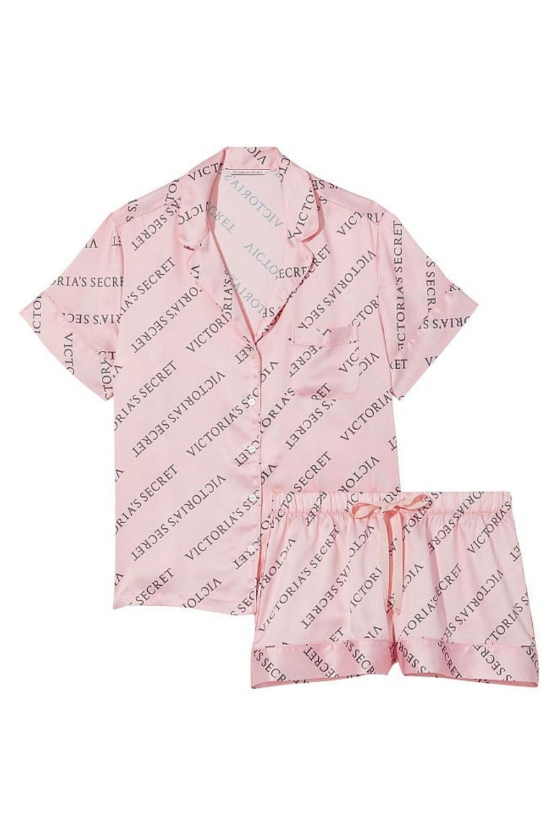 Victoria's Secret Satin Kratke Pyjamas Ruzove | CWDAG-4501