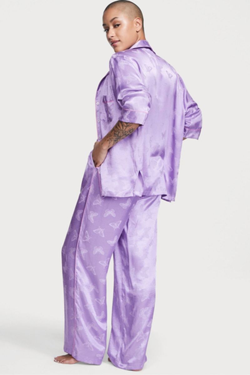 Victoria's Secret Satin Long Pyjama Set Secret Crush Butterflies | RZEKP-7249