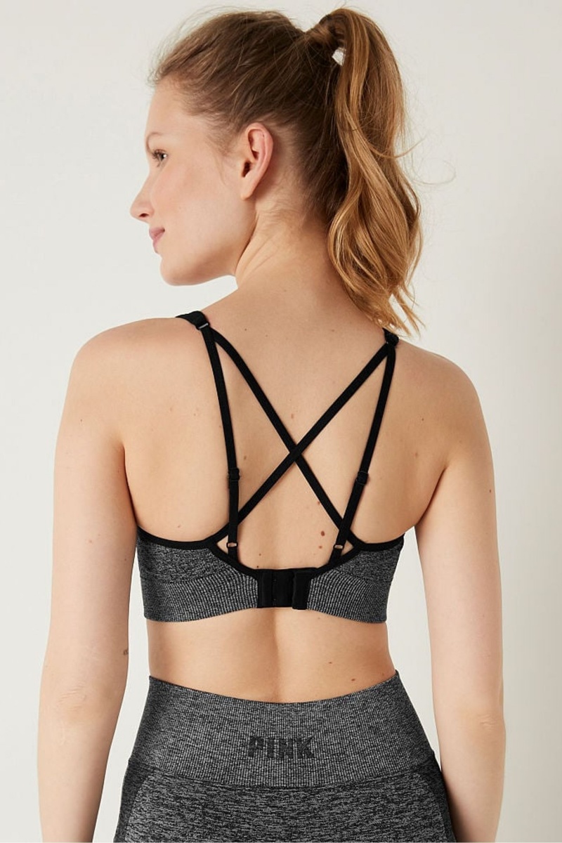 Victoria's Secret Seamless Active Seamless Air Medium Impact Sports Bra Čierne | IPZUO-9351