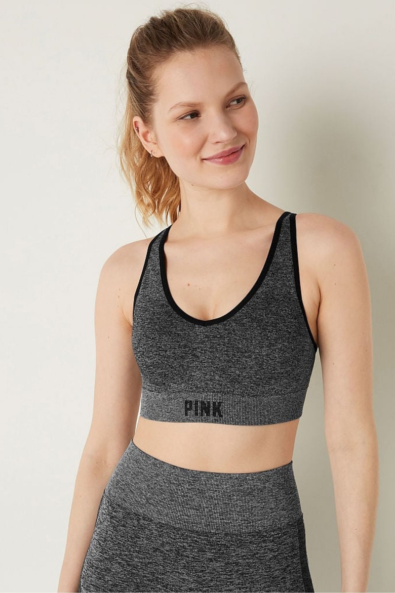 Victoria\'s Secret Seamless Active Seamless Air Medium Impact Sports Bra Čierne | IPZUO-9351