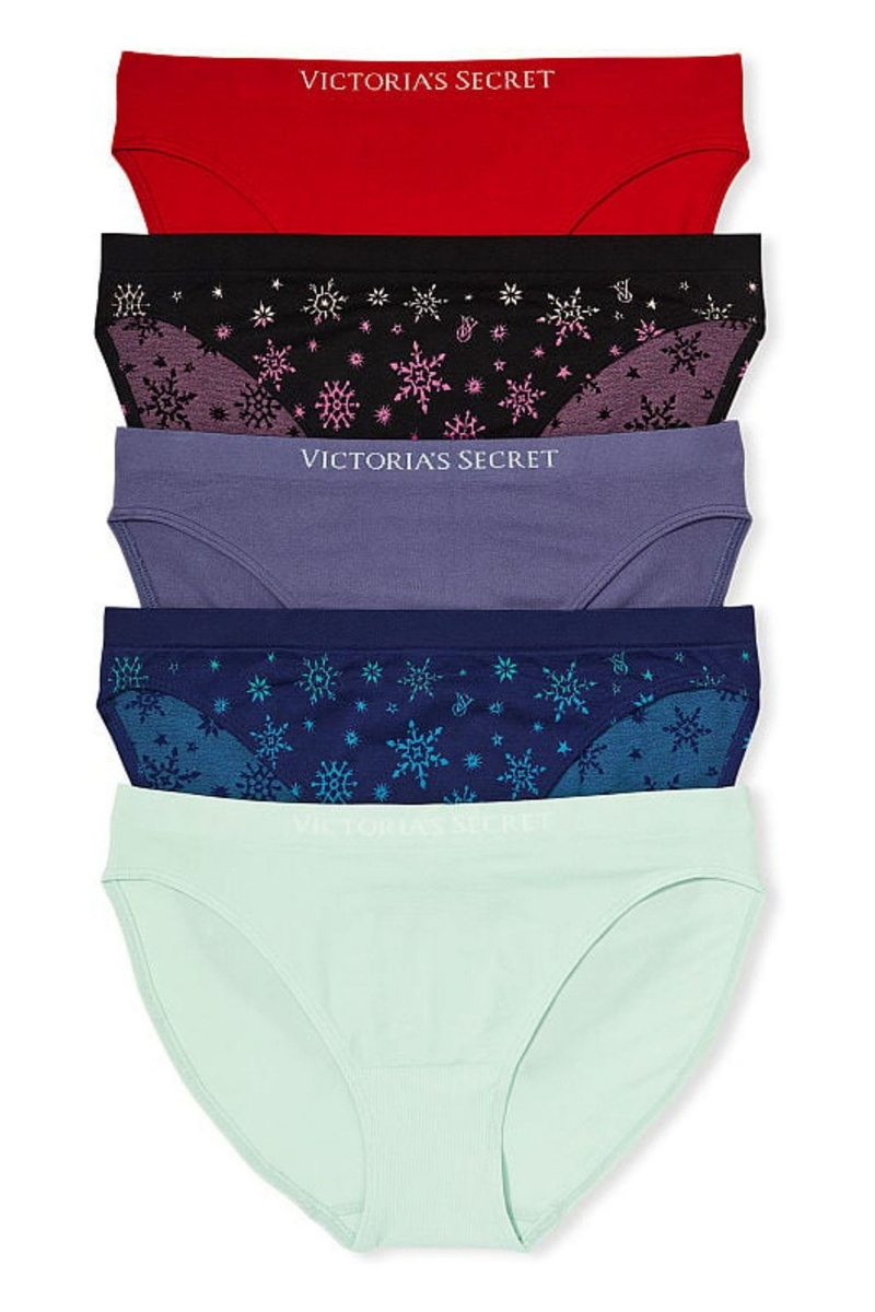 Victoria\'s Secret Seamless Bikiny Knickers 5 Pack Red/Blue/Purple/Black/Green | KATYU-3806