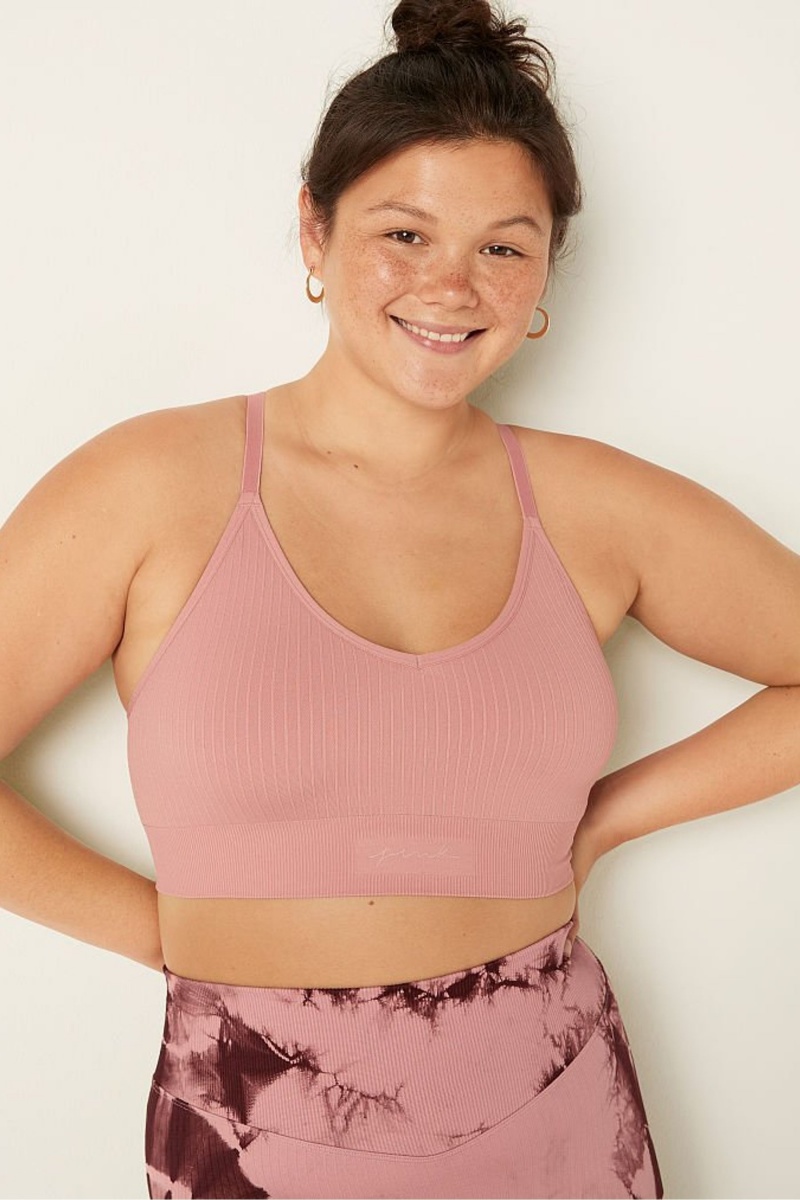 Victoria's Secret Seamless Lightly Podsite Low Impact Sports Bra Ruzove | CDMTB-1290