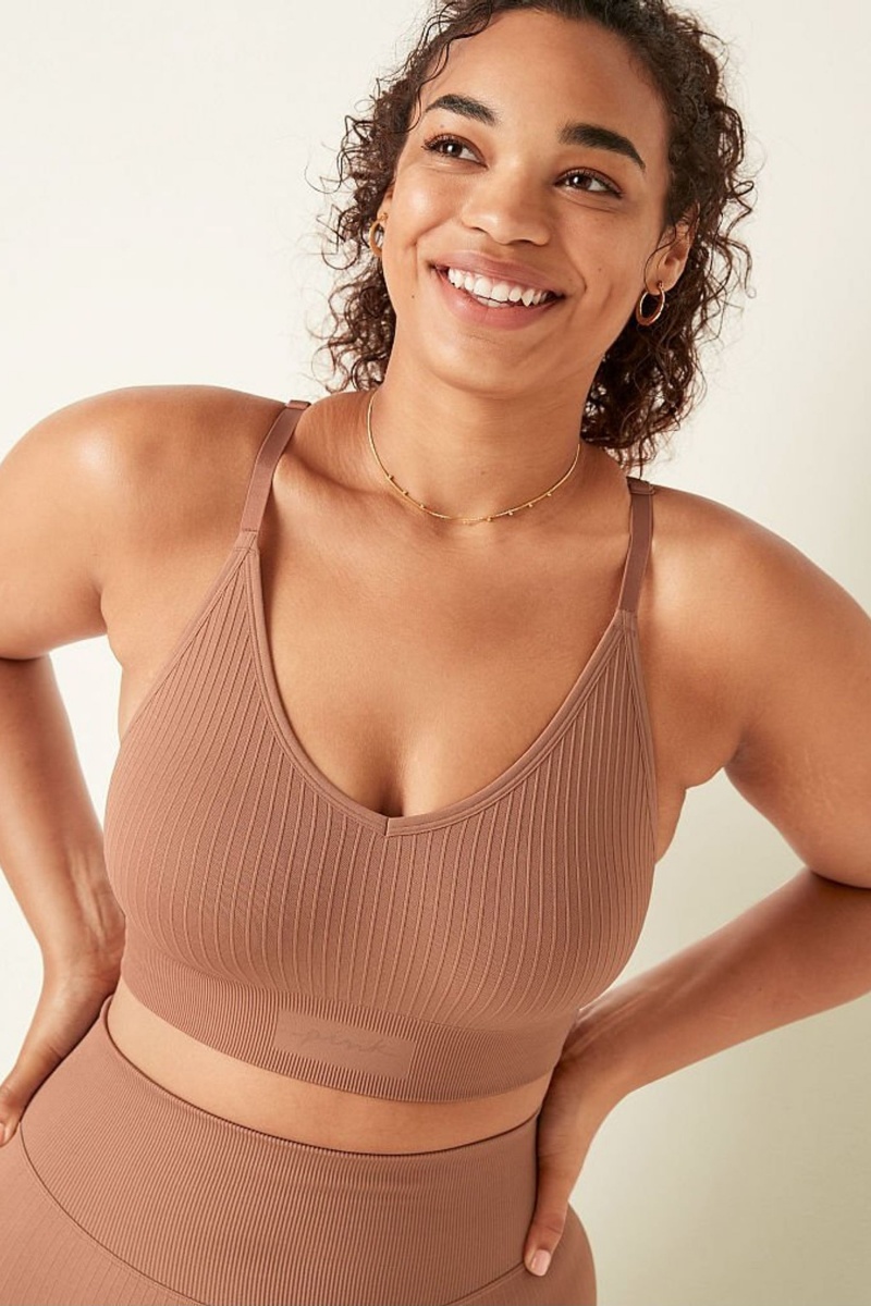 Victoria\'s Secret Seamless Lightly Podsite Low Impact Sports Bra Ruzove | CVPAS-5826