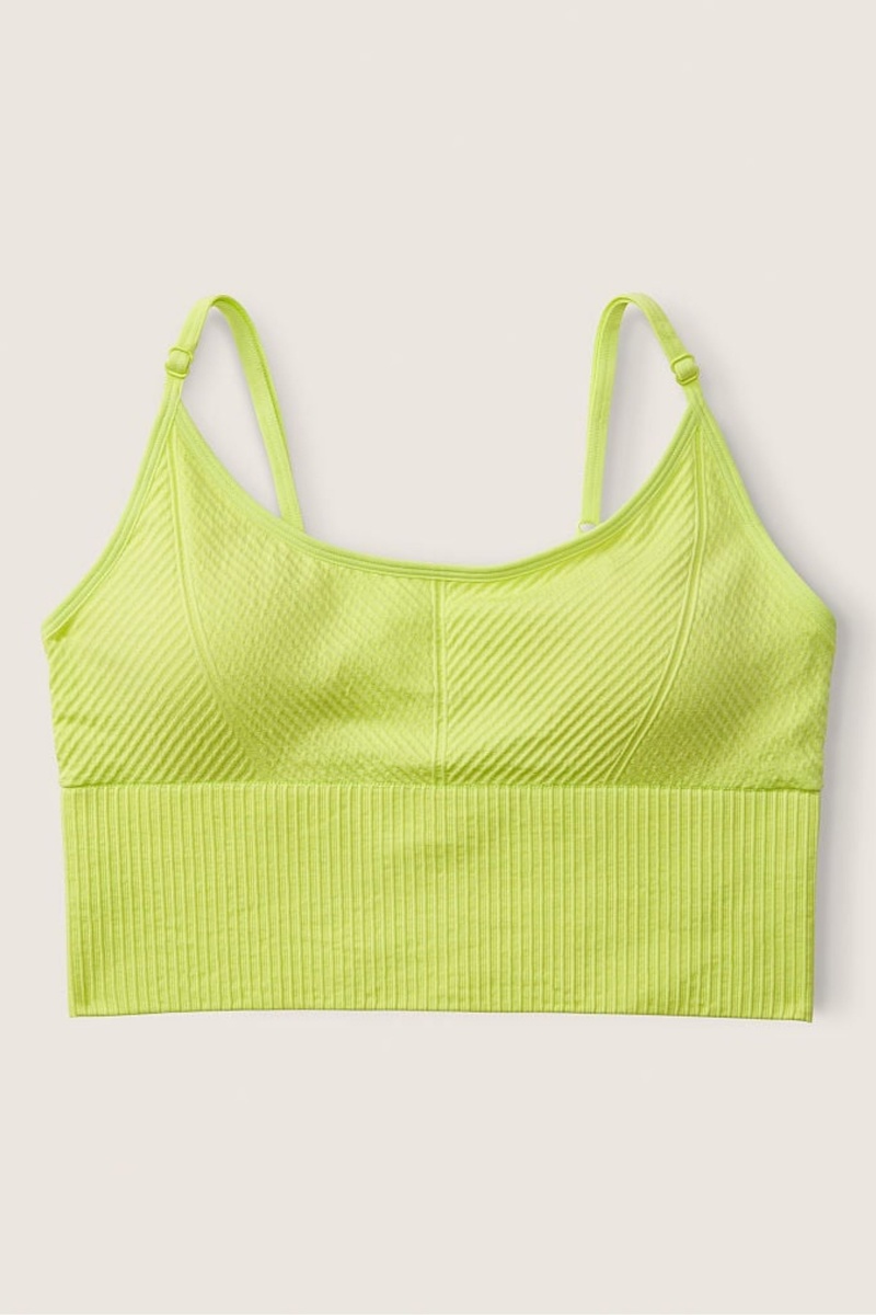 Victoria's Secret Seamless Seamless Lightly Podsite Sports Crop Top Zelene | OQKCD-4570