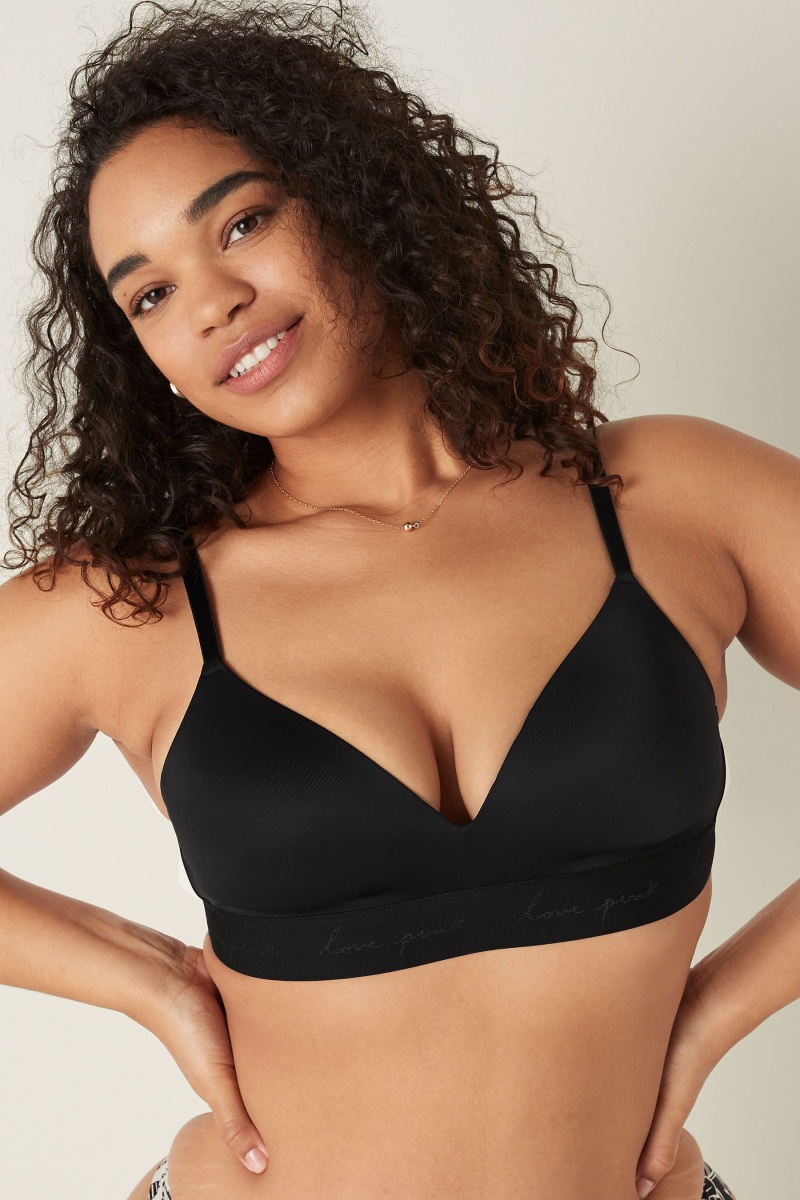 Victoria\'s Secret Seamless Seamless Lightly Podsite Low Impact Racerback Sports Bra Čierne | BZNDM-9216