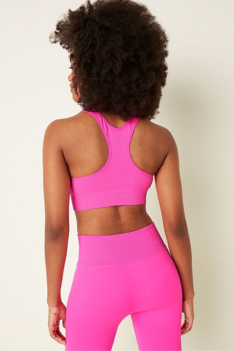 Victoria's Secret Seamless Seamless Lightly Podsite Low Impact Racerback Sports Bra Ruzove | ZHXSL-9387