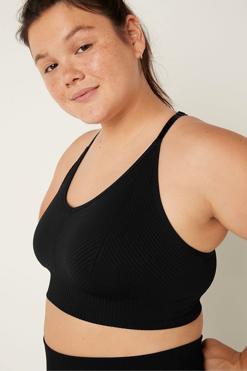 Victoria's Secret Seamless Seamless Lightly Podsite Low Impact Sports Bra Čierne | NRXMC-2798