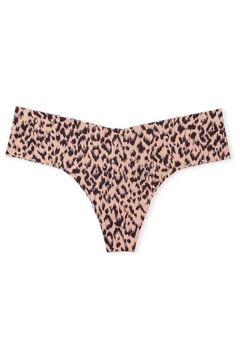 Victoria's Secret Sexy Illusions by Victorias Secret Smooth No Show Tanga Knickers Ruzove Leopardie | NOZEJ-4658