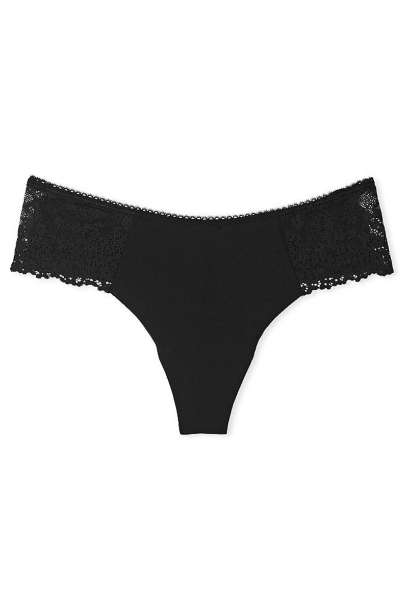 Victoria's Secret Sexy Illusions by Victorias Secret No Show Cipkovane Tanga Knickers Čierne | FLCIQ-6258