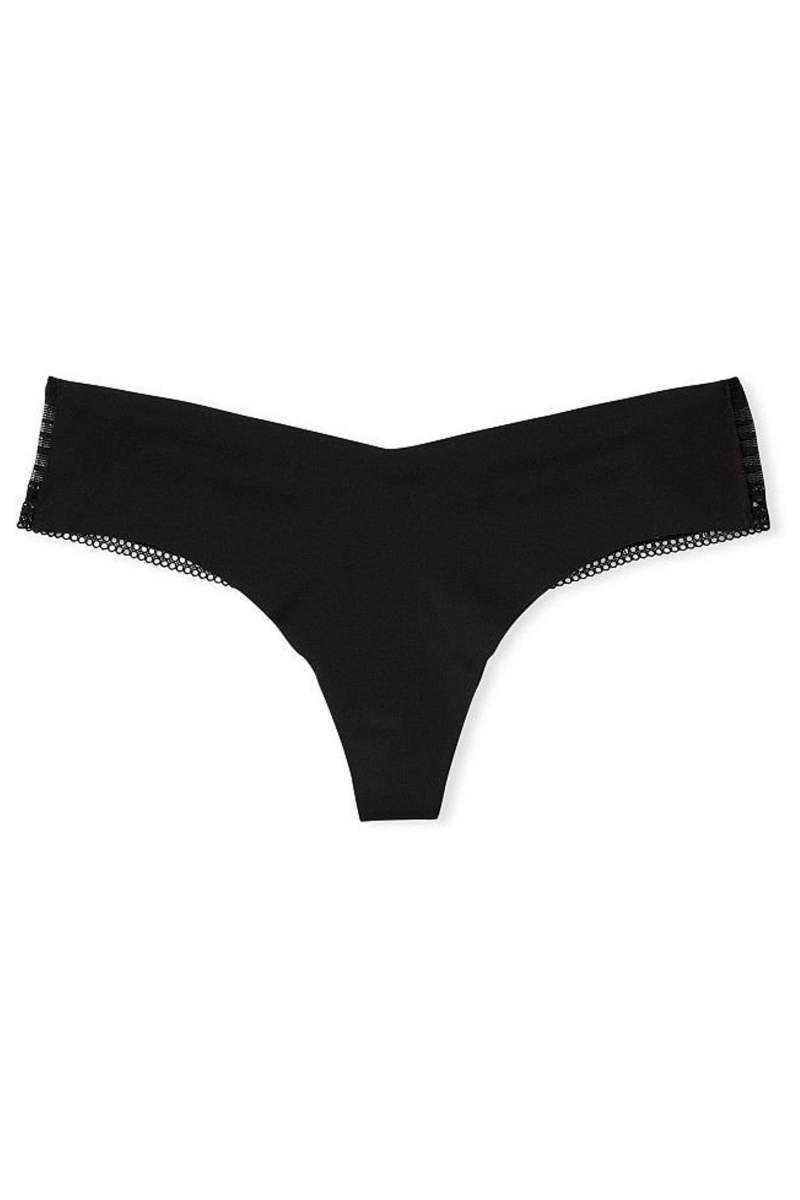 Victoria's Secret Sexy Illusions by Victorias Secret Cipkovane No Show Tanga Knickers Čierne | USNJV-5768