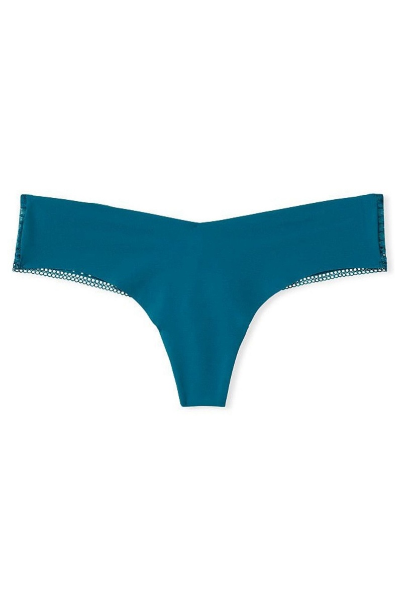 Victoria's Secret Sexy Illusions by Victorias Secret Cipkovane No Show Tanga Knickers Modre | QCNJM-2534