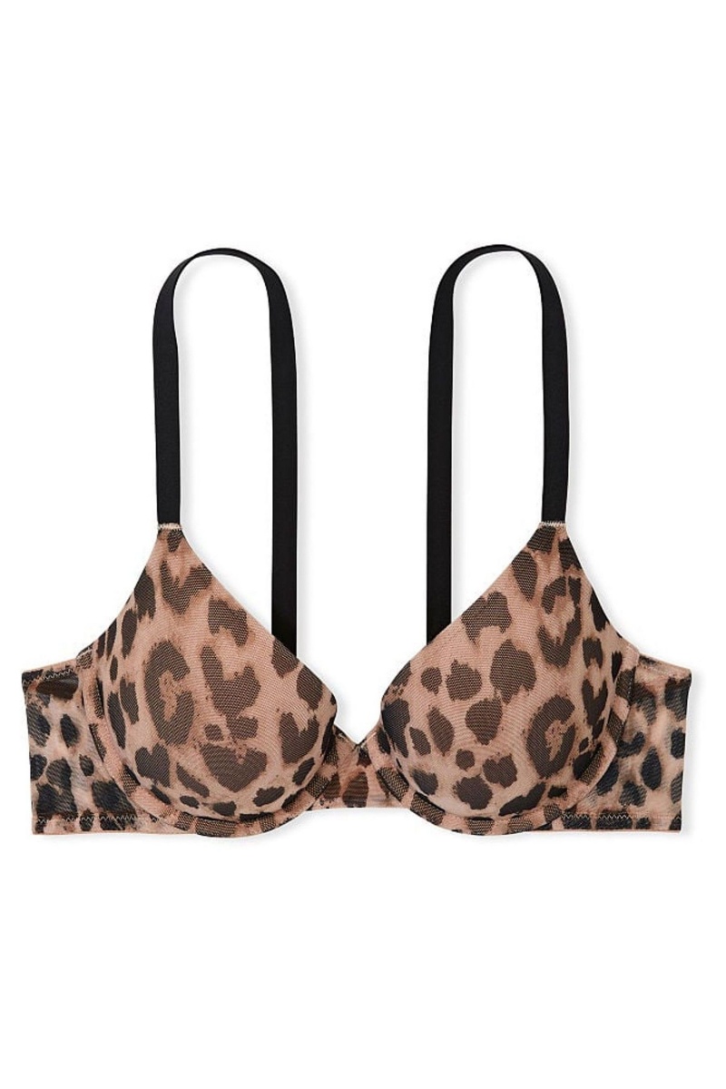 Victoria's Secret Sexy Illusions by Victorias Secret Angelight Mesh PushUp Bra Leopardie Hnede | ULTNJ-8947