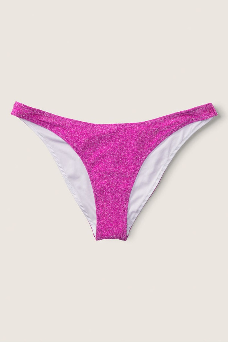 Victoria's Secret Shimmer High Pásom Cheeky Bikiny Bottom Dahlia Magenta | ODAMV-9543