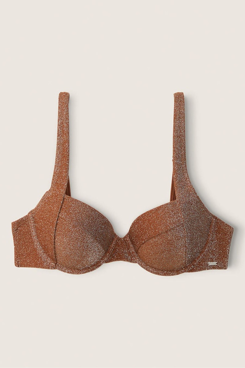 Victoria's Secret Shimmer Push Up Bikiny Top Soft Cappucino | YVUZJ-3528