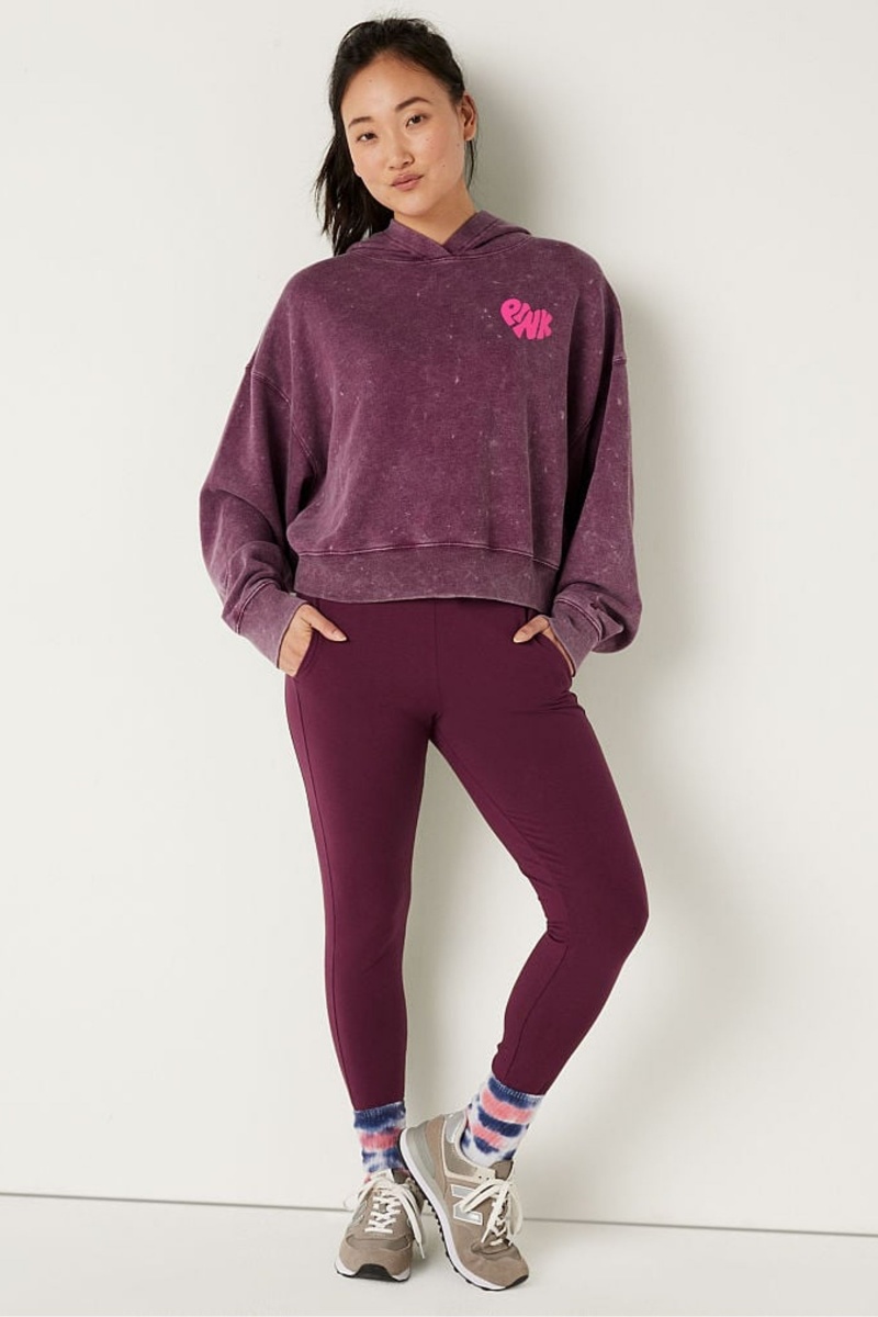 Victoria's Secret Shine Crop Long Sleeve Hoodie Bordove Červené | OHGVE-2973